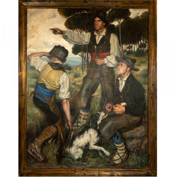 José María López Mezquita (1883-1954) "Escena campestre" Óleo sobre lienzo. 