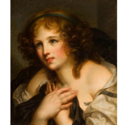 Atribuido a Jean Baptiste Greuze (1725 - 1805).   &quot;Joven&quot;. Óleo sobre lienzo.