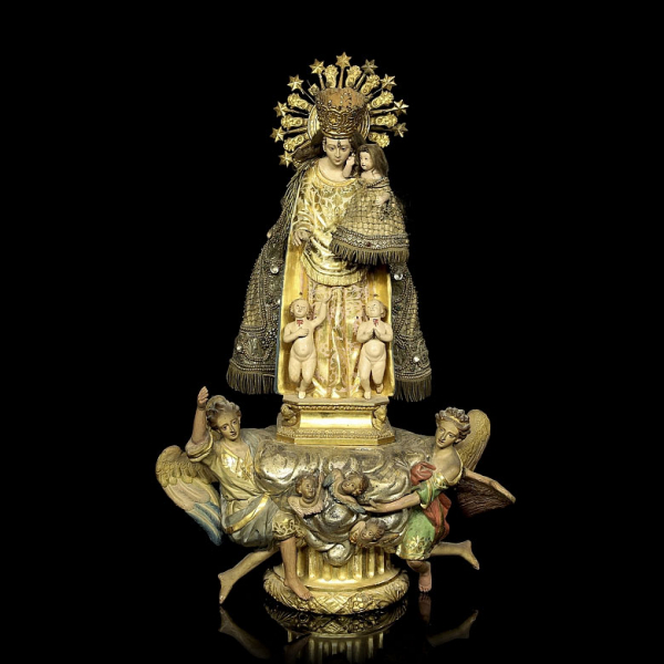 Escultura de cerámica policromada &quot;Virgen de los Desamparados&quot;, s. XIX. 
