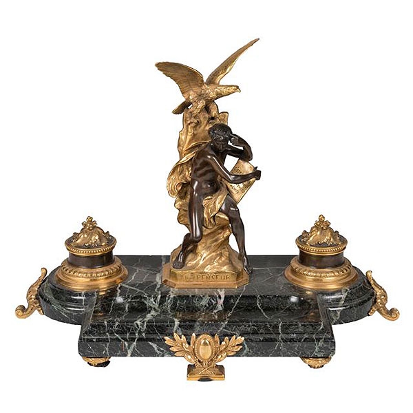 Picault, escribanía de bronce y mármol 