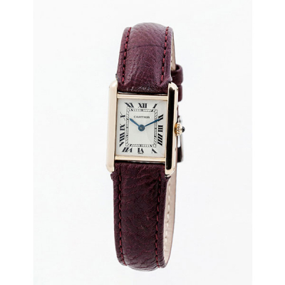 eloj suizo, sra., CARTIER Tank Quartz, en caja de oro 18 K