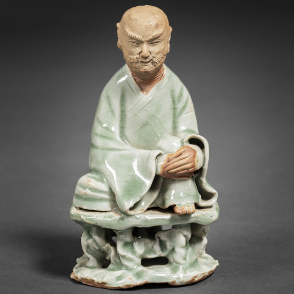 "Lohan" Figura en porcelana china de celadón de la dinastía Qing(1644-1912)