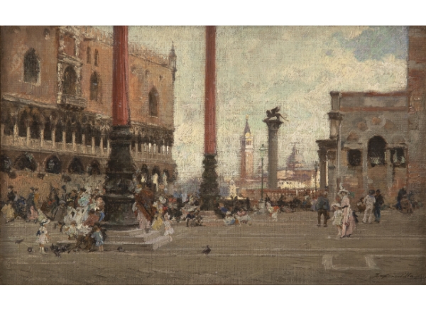 FRANCISCO PRADILLA Y ORTIZ (Villanueva de Gállego, Zaragoza, 1848 - Madrid, 1921) Plaza de San Marcos. Venecia, Atarceder