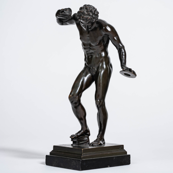 "Fauno danzarín" Escultura Grand Tour en bronce con patina negra del siglo XIX