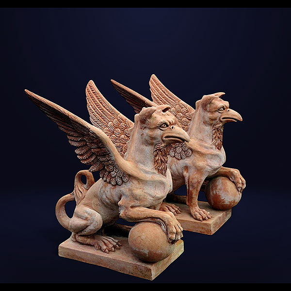 Gran Pareja de Grifos en Terrracota, Toscana.