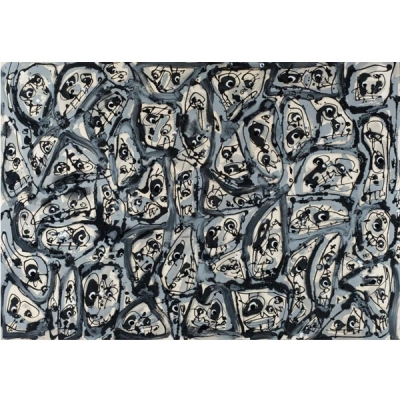 Antonio Saura.  &quot;Multitud I (1983)&quot;. Pintura acrílica, gouache y tinta china sobre papel