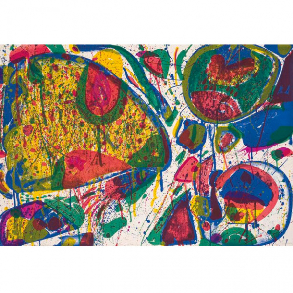 Sam Francis. "Bright Jade Ghost (Variant II) (1963)". Litografía sobre papel BFK Rives. Firmada 