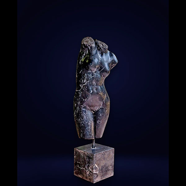 Busto femenino, Venus romana en m&aacute;rmol negro, Italia, principios del siglo XX.