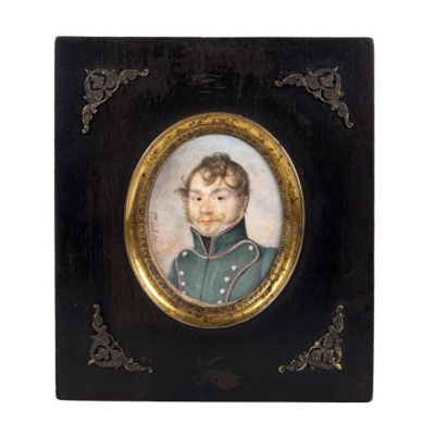 Fran&ccedil;ois Hippolite Desbuisson. Miniatura, 1815. "Retrato de caballero" pintado al gouache.