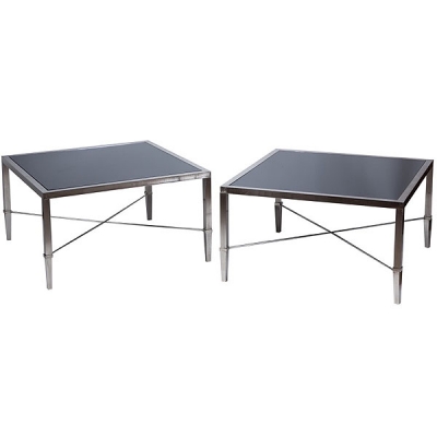 Pareja de mesas auxiliares de acero cromado modelo &quot;Origami&quot; diseño de Alberto Ribera