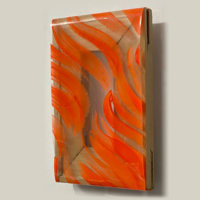 CARLA ACCARDI (1924 - 2014) &quot;Segni Arancio&quot; (1967).    Pintura sobre sicofoil. 