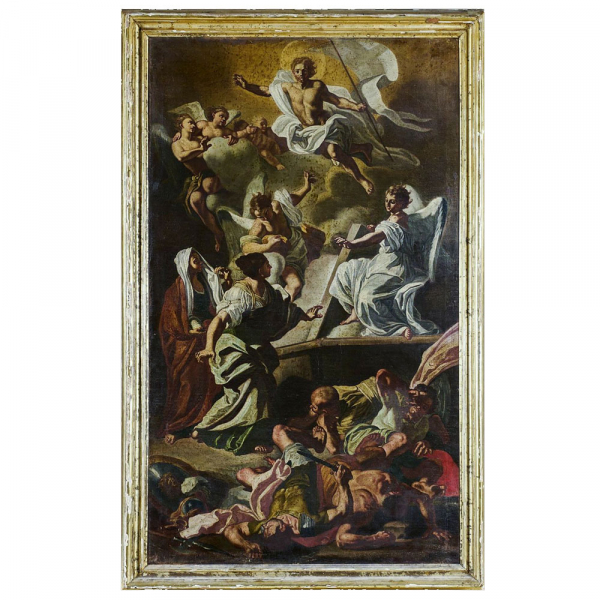 Atribuido a Francesco Solimena (Canale, 1657 - Barra, 1747).  Resurrección de Cristo.   Óleo sobre lienzo.