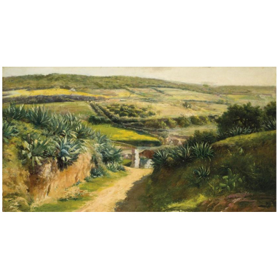 Jos&eacute; Arpa. "Paisaje de Texas". &Oacute;leo sobre lienzo. Firmado y localziado (Texas) en el &aacute;ngulo inferior izquierdo.