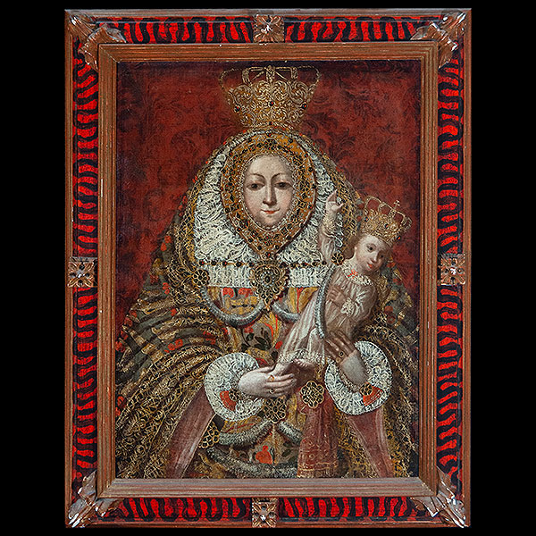 Escuela Cuzque&ntilde;a del siglo XVII - Virgen con el Ni&ntilde;o.