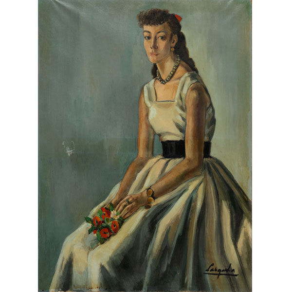 "Dama con collar de perlas"  ANTONIO SANTAFÉ LARGACHA(Bilbao, 1912-1985)