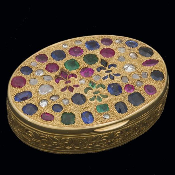 Caja de oro con piedras preciosas 48 cts