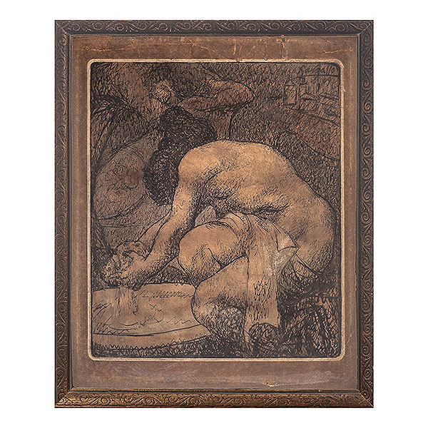 Pablo Gargallo (Maella, Zaragoza, 1881-Reus, Tarragona, 1934)  Mujer a la toilette.  Dibujo 