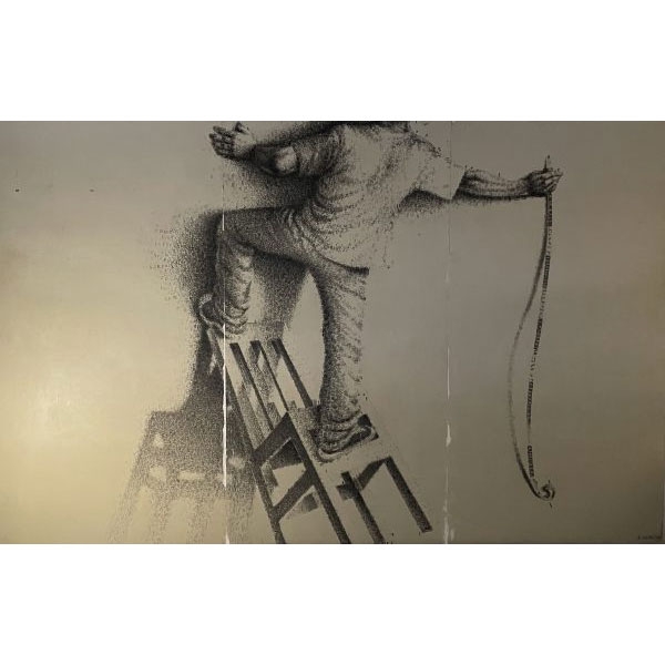 S/T – Edgar Cano – Mural sobre bastidores, dibujo hecho con sellos y textos