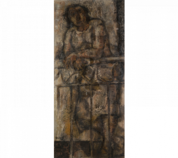 JOSÉ VELA ZANETTI (Milagros, Burgos, 1913 - Burgos, 1999)  Mujer en el balcón, 1963 