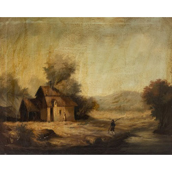 HERNANDEZ  (S. XIX) "Paisaje con personajes"