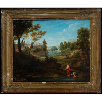 Xavier Fabre, después de Nicolas Poussin, siglo XVIII.   “Diógenes en el Lago”. Óleo sobre lienzo