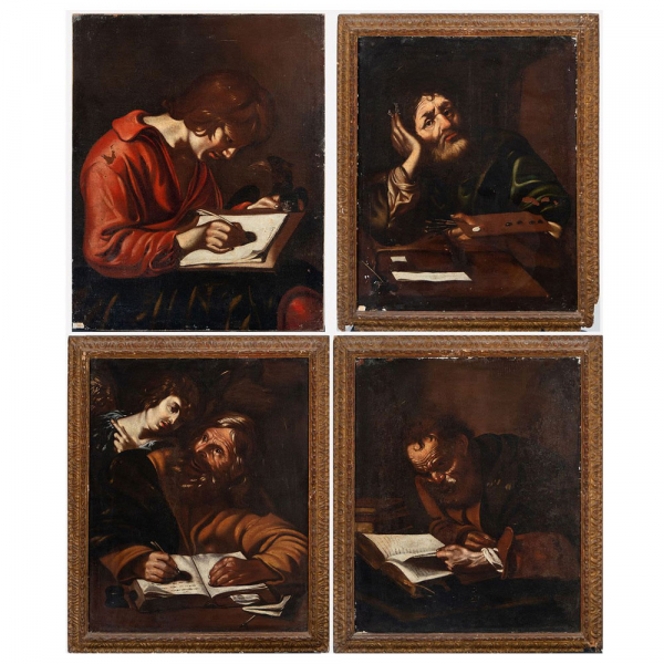 Muy Importante serie de "Los 4 Apóstoles", a la manera de Miquel March (València, 1633-1670), Escuela Valenciana del siglo XVII.