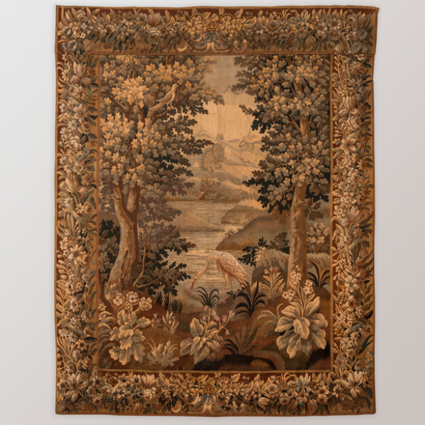 Tapiz francés vedure tejido a mano en lana de finales del siglo XVIII