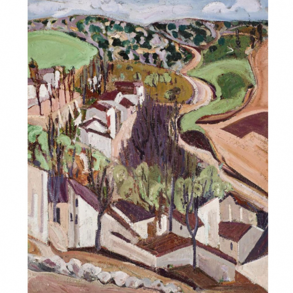 Menchu Gal. "La Olmeda (c. 1985-90)". &Oacute;leo sobre tabla. 