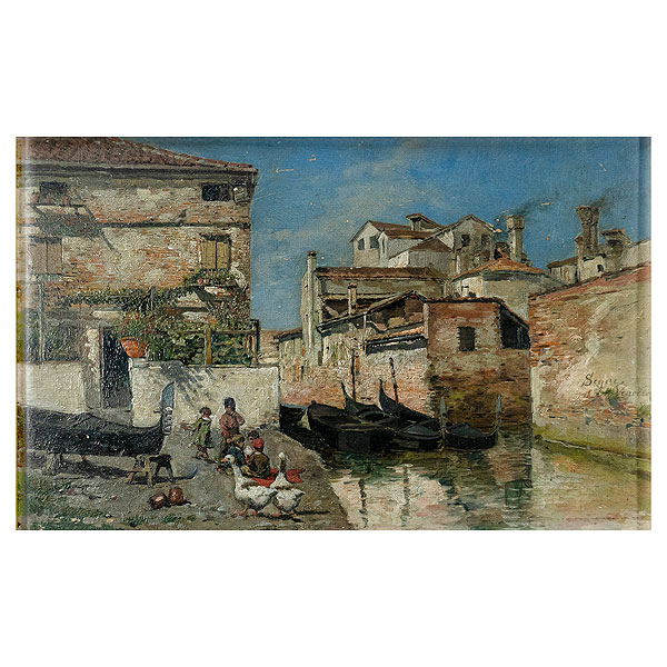 Mamerto Seguí Arechavala (Bilbao, 1862-1908) Canal de Venecia. Óleo sobre tabla. Firmado y localizado en Venecia.