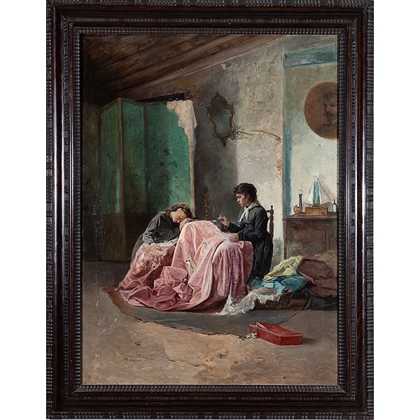 Escuela espa&ntilde;ola S.XIX "Costureras"