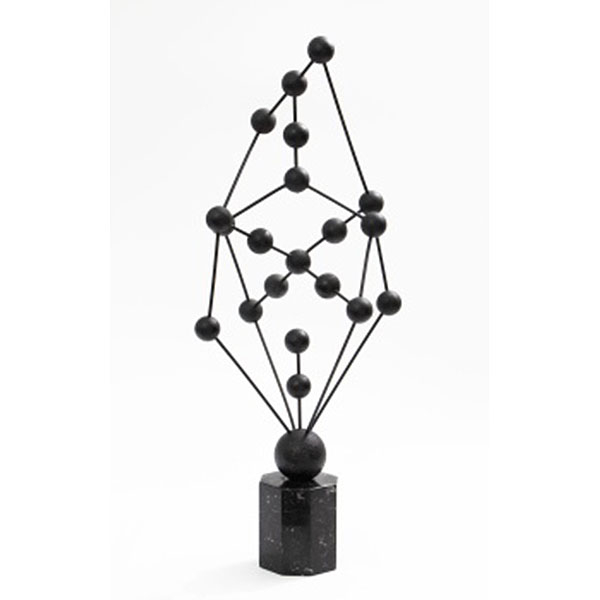 ADOLFO LUIS CUEVAS COSIO   (Cantabria 1950)  "Cuerpos en el espacio"   Hierro pintado / Basa de mármol