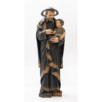 Figura en madera tallada, estucada, policromada y dorada representando Santo con niño