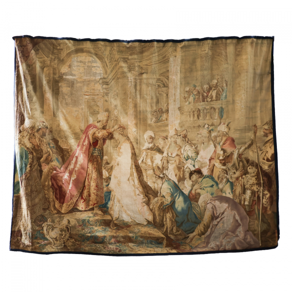 Atribuido al taller de Gobelinos (París, Francia, s.XVII)  La coronación de la reina Esther.  Tapiz Taller de Jacques Neilson 1764. 