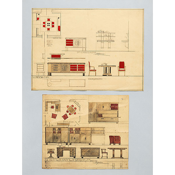 "Proyecto de despacho para Hormaeche y Cía y Proyecto de comedor Sres. González Allende"   ISIDORO GUINEA (Bilbao, 1893-1947) 