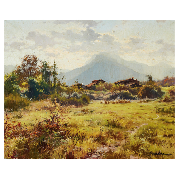 El&iacute;as Garralda Alsugaray (Lesaka, Navarra, 1926-Olot, Girona, 2012) Contraluz del Puigsacalm. Mas&iacute;as de las Presas.