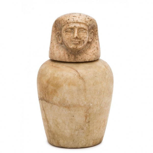 Vaso Canopo en alabastro. Egipto 1069 - 664 a. C