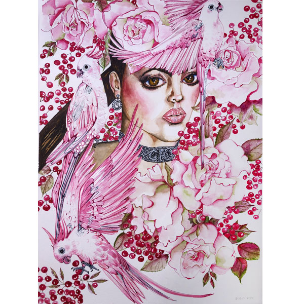 SOLO YOY. "La Puta ama". 2025.  Acuarela pintada a mano.