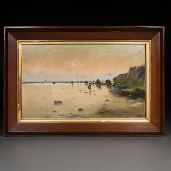 &quot;Pescadores&quot;  FEDERICO OLIVA, Escuela Española, Siglo XIX