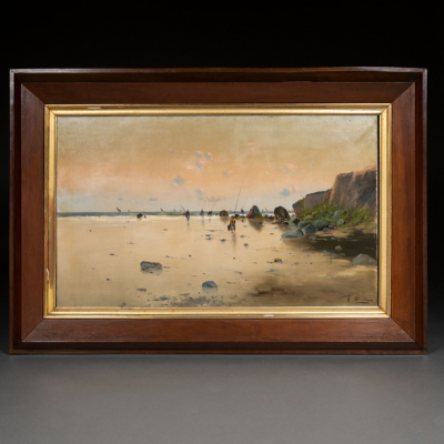 &quot;Pescadores&quot;  FEDERICO OLIVA, Escuela Española, Siglo XIX