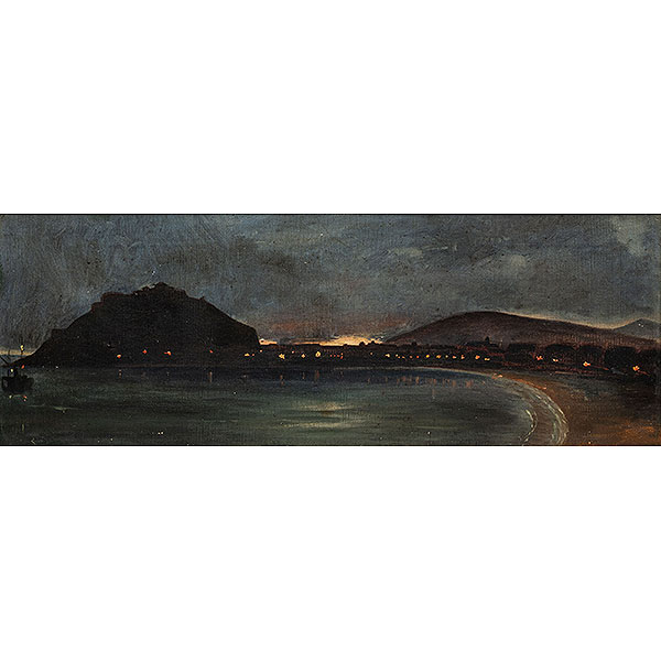 "Vista nocturna de la playa de San Sebastián"   ROGELIO GORDÓN (San Sebastián, 1860-1938) 