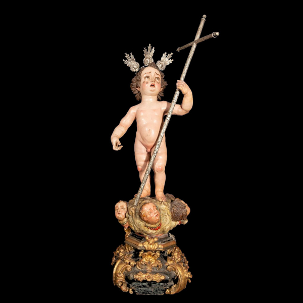 José de Risueño (Granada, 1665-1732), Excepcional Niño Jesús escuela granadina siglo XVIII. Talla policromada