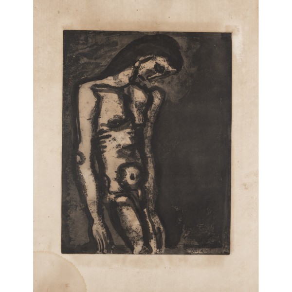 Georges Henri Rouault (Par&iacute;s, Francia, 1871-1958)  Toujours flagelle. Serie Miserere, 1922.  Grabado al aguatinta sobre papel. Sin firmar ni numerar.