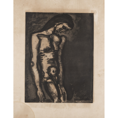 Georges Henri Rouault (Par&iacute;s, Francia, 1871-1958)  Toujours flagelle. Serie Miserere, 1922.  Grabado al aguatinta sobre papel. Sin firmar ni numerar.