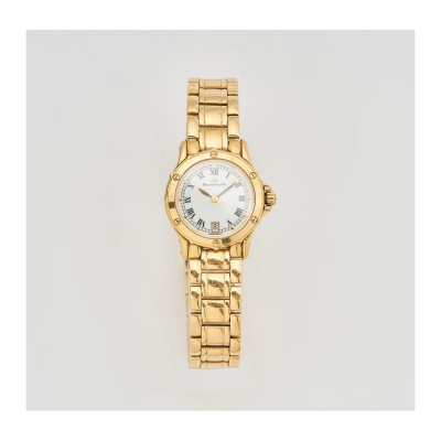 MAURICE LACROIX. Reloj de pulsera para señora. En oro. Esfera blanca con numeración romana.