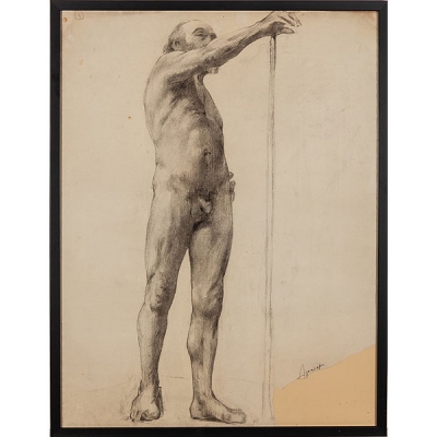 Joaquín Agrasot Juan (Orihuela, 1836 - Valencia, 1919)  &quot;Desnudo masculino&quot; 