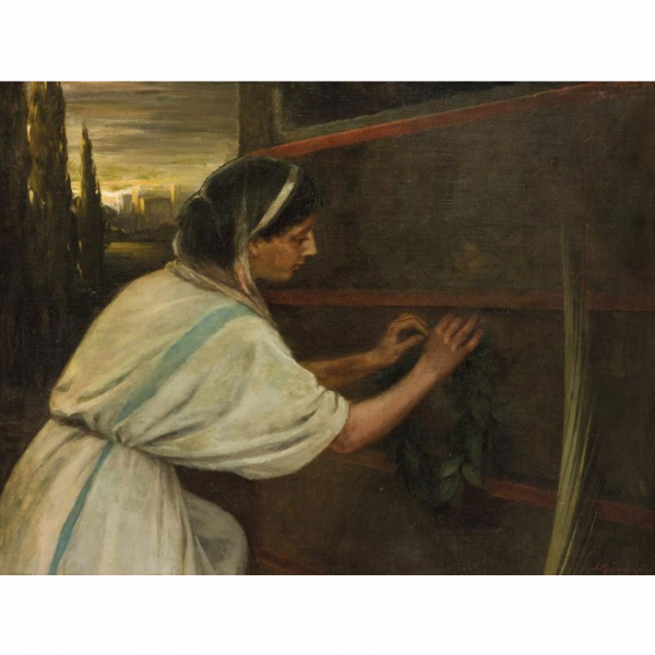 JOSE MARIA TAMBURINI (1856 - 1932) "La ofrenda". Óleo sobre lienzo.