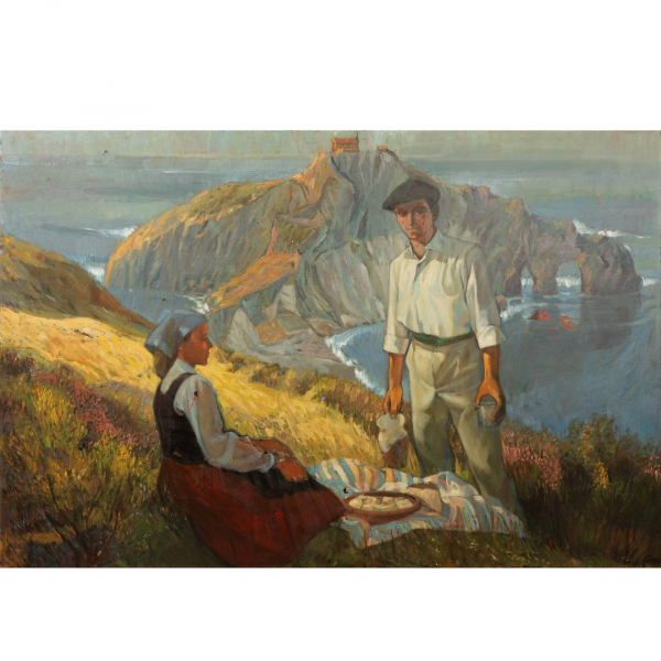 &quot;La merienda en San Juan de Gaztelugatxe&quot;  EUSEBIO GÜENAGA (Bilbao 1923-2022) 