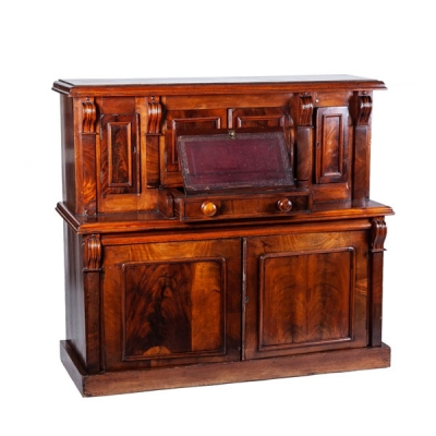 Mueble escritorio inglés victoriano de dos cuerpos, S.XIX