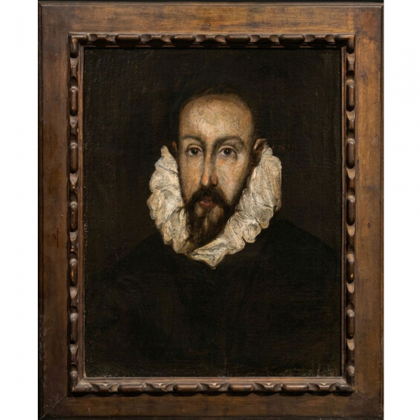 DOMÉNIKOS THEOTOKÓPOULOS, LLAMADO EL GRECO (CRETA, 1541 – TOLEDO, 1614) Círculo "Presunto retrato de Francisco de Pisa".   Óleo sobre lienzo. 