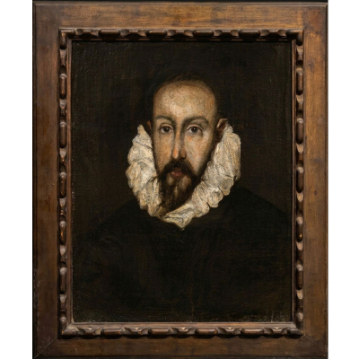DOM&Eacute;NIKOS THEOTOK&Oacute;POULOS, LLAMADO EL GRECO (CRETA, 1541 &ndash; TOLEDO, 1614) C&iacute;rculo "Presunto retrato de Francisco de Pisa".   &Oacute;leo sobre lienzo. 